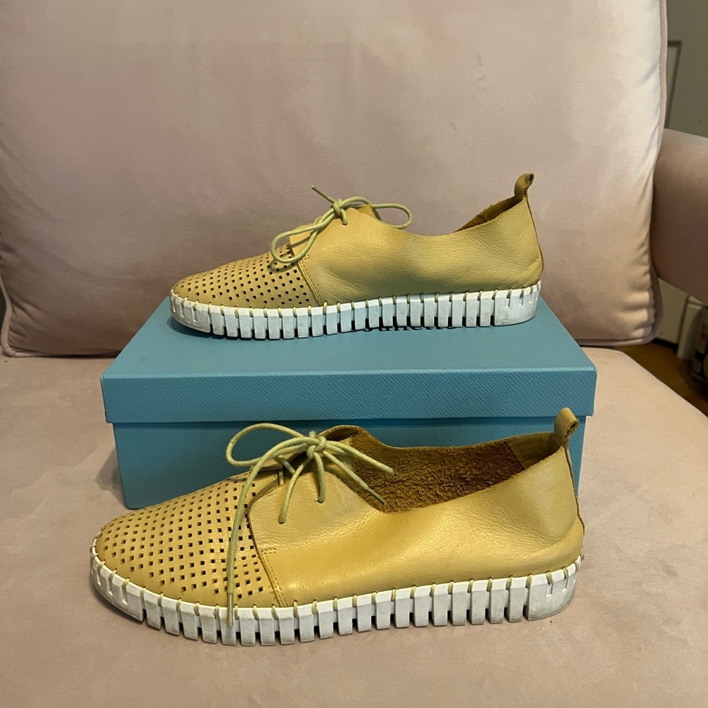 Elegant Yellow Perforated Women's Loafers